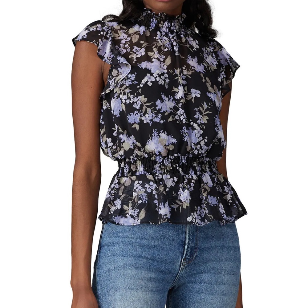 Floral Ruffle Sleeve Blouse - Picture 2 of 7